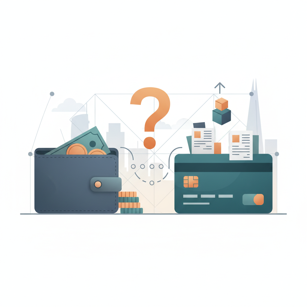 Business debit card on a laptop keyboard